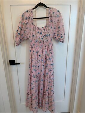 LoveShackFancy x Target Pink Floral Puff-Sleeve Tiered Maxi Dress